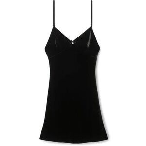 NEW ALEXANDER WANG Slip Dress W/ Crystal A Charm Black Velvet Velour Dress Sz 0